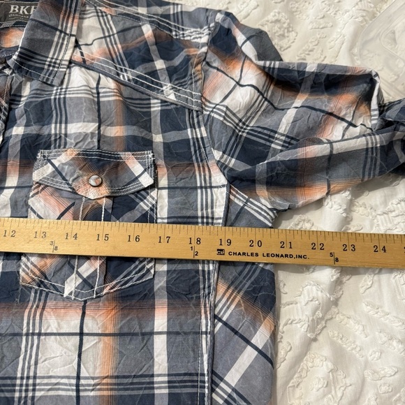 BKE Buckle Plaid Western Pearl Snap Standard Fit Button Down Men’s Shirt Size M - Picture 7 of 9